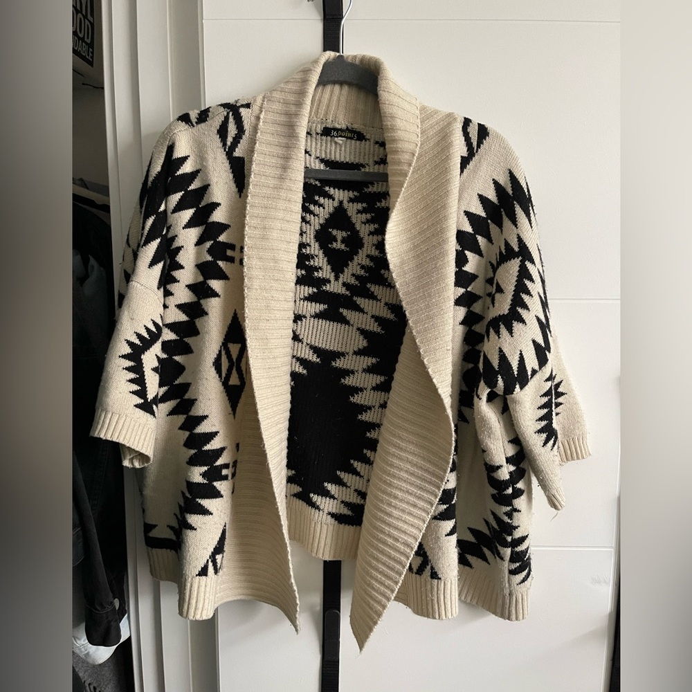 36 Point 5 Aztec Print Knit Cardigan